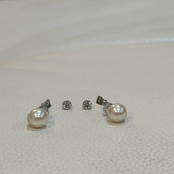 Earnings with Light Pink Faux Pearls & Rhinestone - Picture 4 of 7